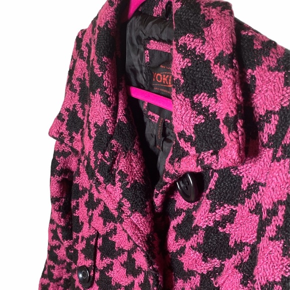 Yoki ❤︎ Wool Houndstooth Peacoat Jacket Overcoat ❤︎ Pink Size Large 12-14 ❤︎ - Picture 5 of 16